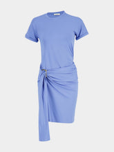 Ferragamo Blue Draped Viscose Mini Dress
