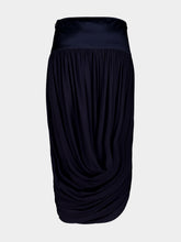 Ferragamo Dark Blue Draped Midi Viscose Skirt