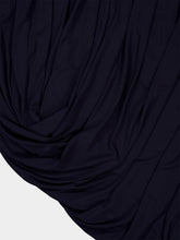 Ferragamo Dark Blue Draped Midi Viscose Skirt