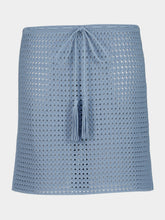 Ferragamo Light Denim Open Weave Knit Skirt