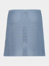 Ferragamo Light Denim Open Weave Knit Skirt