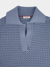 Ferragamo Light Denim Open Knit Polo Shirt