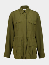 Ferragamo Olive Green Silk Safari Overshirt