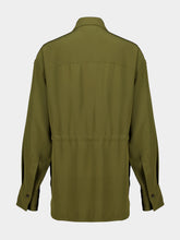 Ferragamo Olive Green Silk Safari Overshirt