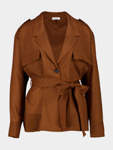 Ferragamo Cognac Belted Virgin Wool Blazer