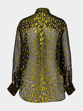 Ferragamo Espresso and Antique yellow Devoré Georgette Shirt