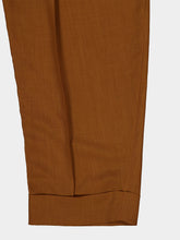 Ferragamo Cognac Belted Barrel Leg Wool Trousers