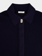 Ferragamo Navy Blue Knitted Long-Sleeve Shirt