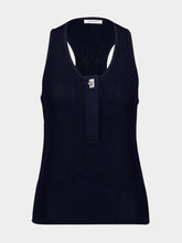 Ferragamo Navy Blue Knitted Racer Back Top