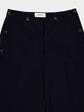 Ferragamo Navy Blue Straight-Leg Wool Trousers