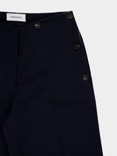 Ferragamo Navy Blue Straight-Leg Wool Trousers