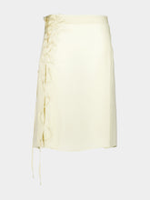 Ferragamo Parchment Satin Midi Skirt with String Ties