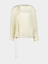 Ferragamo Parchment Satin Blouse with String Ties