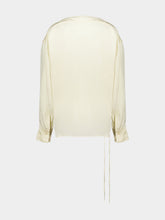 Ferragamo Parchment Satin Blouse with String Ties