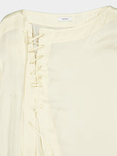 Ferragamo Parchment Satin Blouse with String Ties