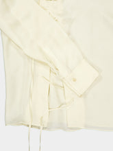 Ferragamo Parchment Satin Blouse with String Ties