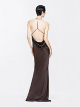 Tom Ford Espresso Silk Satin Halterneck Maxi Dress