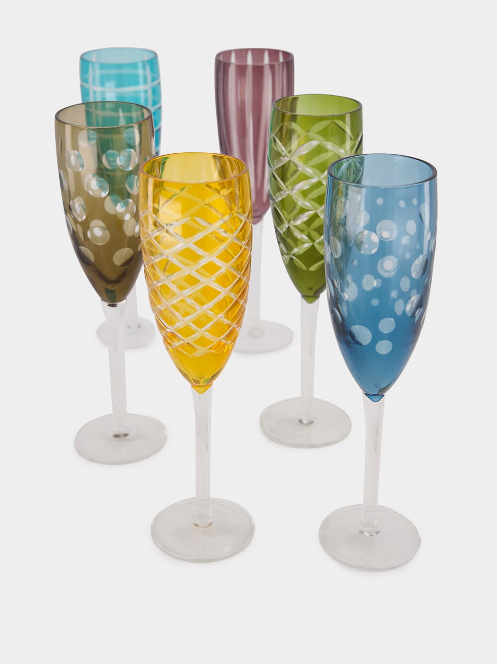 Set of 6 Champagne Cuttings Glasses