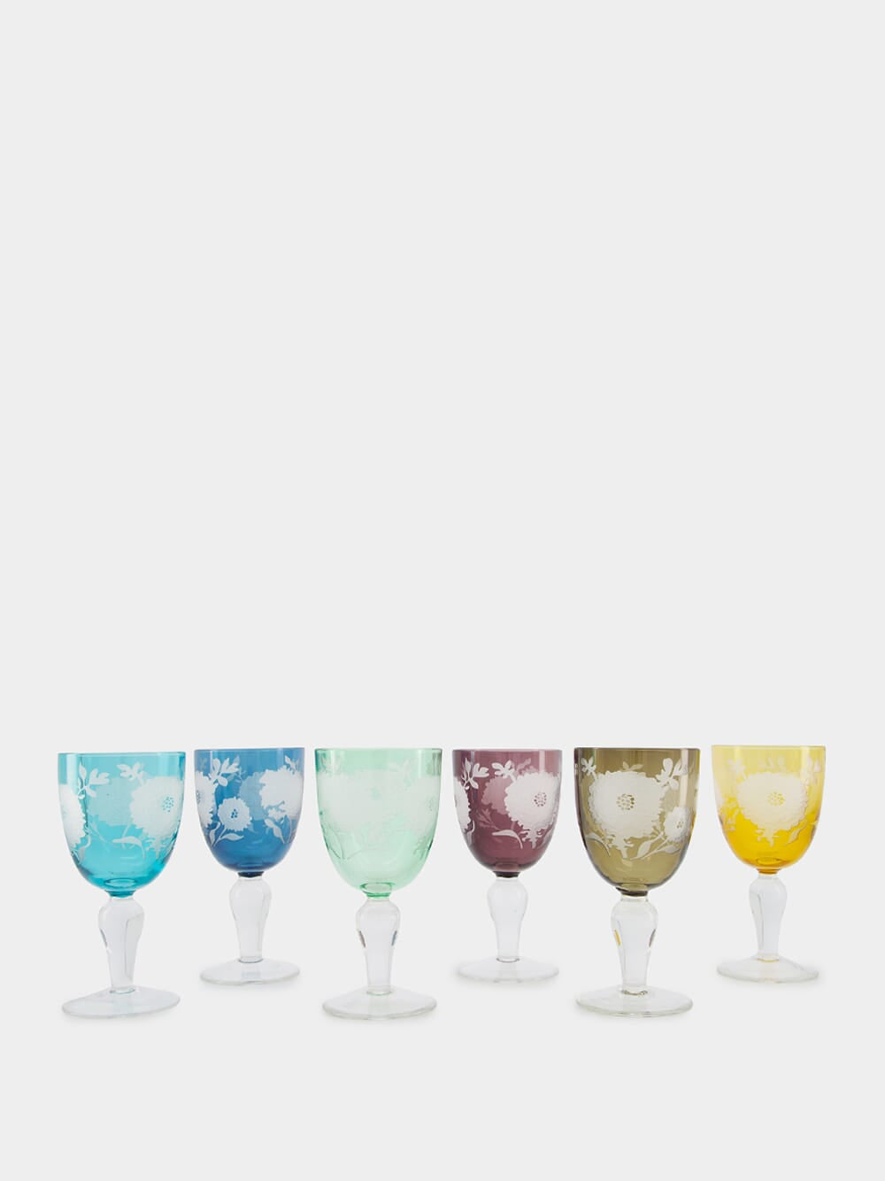 Set of 6 Peony Wine Glasses