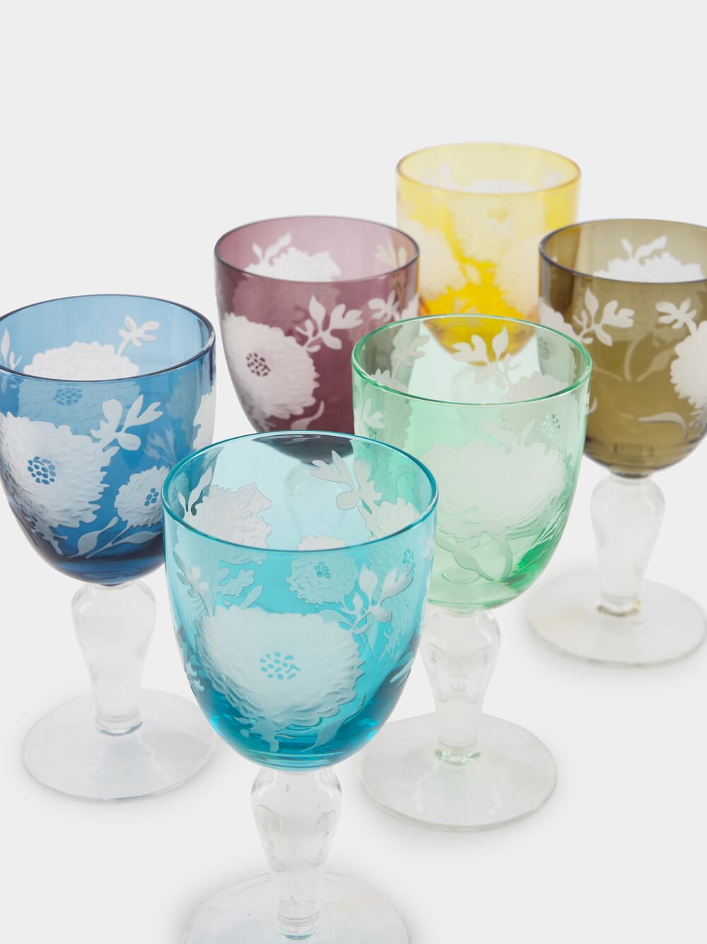 Set of 6 Peony Wine Glasses