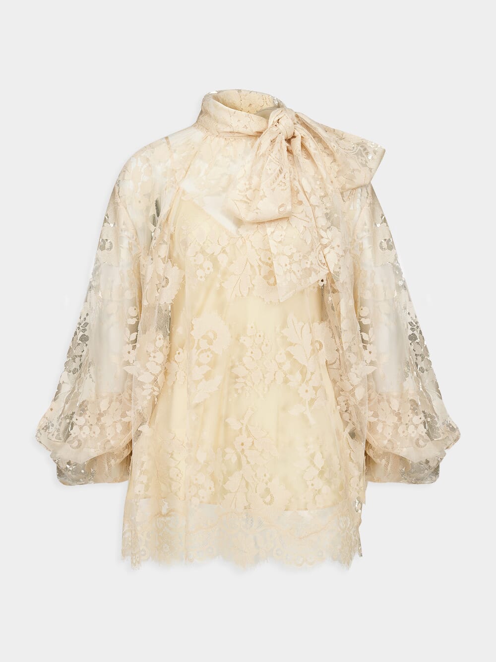 Light Tea Illustration Lace Blouse