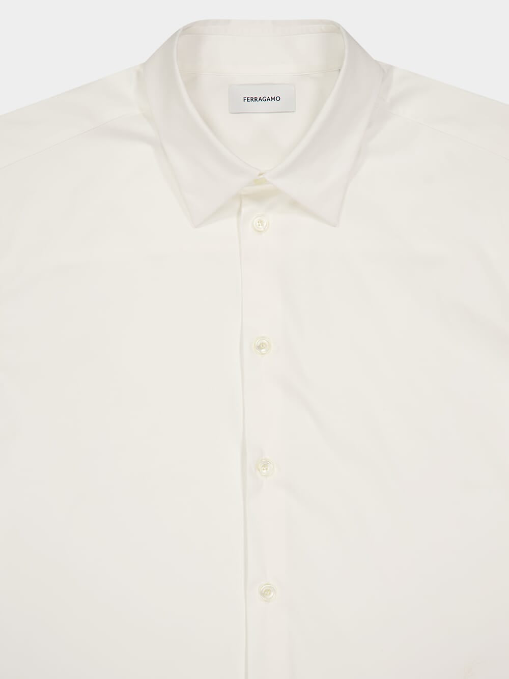 White Stretch Cotton Poplin Shirt