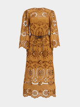 Zimmermann Tan Pop Embroidered Midi Dress