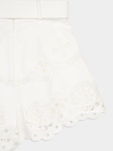 Zimmermann White Embroidered Linen High-Waisted Shorts