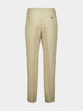 Ferragamo Stone Beige Linen Tailored Jogger Pants