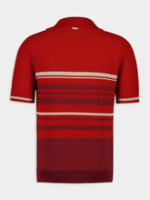 Ferragamo Rust and Red Striped Cotton Knit Polo