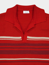 Ferragamo Rust and Red Striped Cotton Knit Polo
