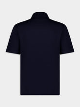 Ferragamo Navy Cotton Polo with Jacquard Pocket
