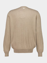 Ferragamo Sand Mélange Virgin Wool V-Neck Sweater