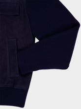 Ferragamo Navy Blue Suede Bomber Jacket