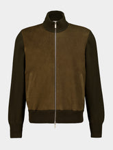 Ferragamo Olive Green Suede Knit Blouson