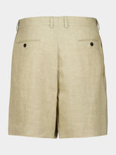Ferragamo Stone Linen Tailored Bermuda Shorts