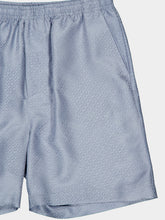 Ferragamo Light Denim Silk Monogram Bermuda Shorts