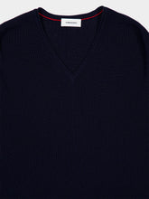 Ferragamo Navy Blue V-Neck Knit Sweater