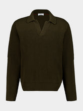 Ferragamo Olive Green Wool Polo Sweater