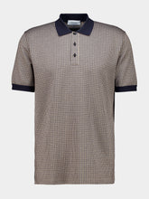 Ferragamo Navy Micro Check Silk Polo