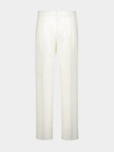 Ferragamo Ecru Tailored Cotton Cashmere Twill Trousers
