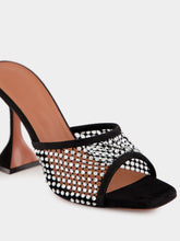 Amina Muaddi Lupita Crystal 95 Mules in Black Suede