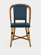 L.Drucker Blue and Green Woven Rattan Dining Chair