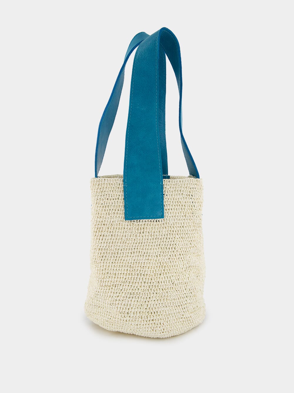 El Viajero Mini Straw Turquoise Leather Bag