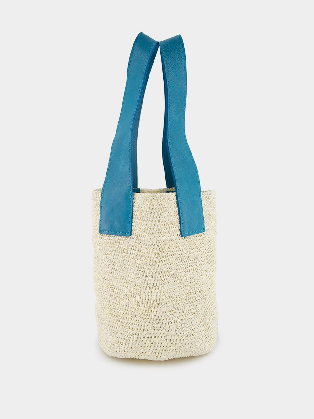 El Viajero Mini Straw Turquoise Leather Bag