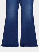 Mother Blue Flared Jeans in Nip It Wash