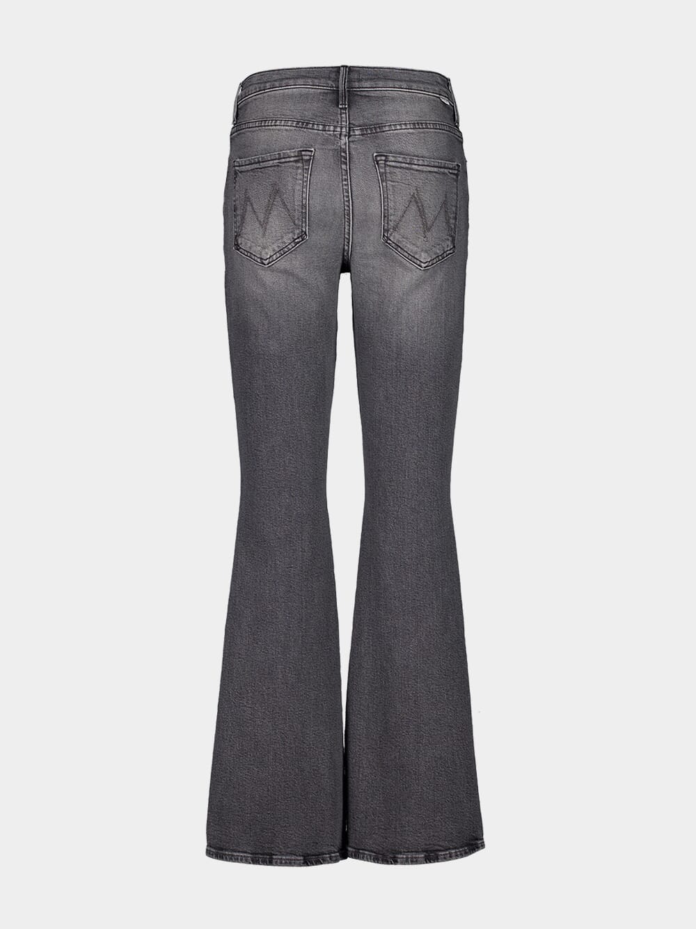 Faded Grey Mid-Rise Flare Jeans