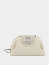 Amina Muaddi Almond Camelia Pouch in Nappa with Silver Hardware