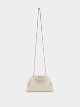 Amina Muaddi Almond Camelia Pouch in Nappa with Silver Hardware