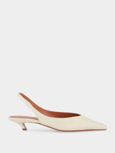 Amina Muaddi Almond Jamie Slingback Mid-Heel Pumps